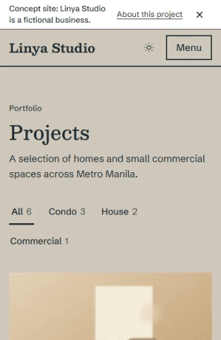 Project list with Condo, House and Commercial filters.